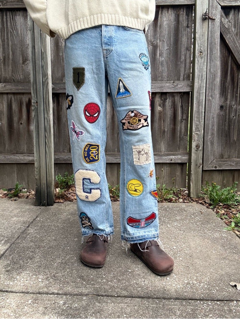 Topman Light Blue Custom Patchwork Straight Fit Jeans 1of1
